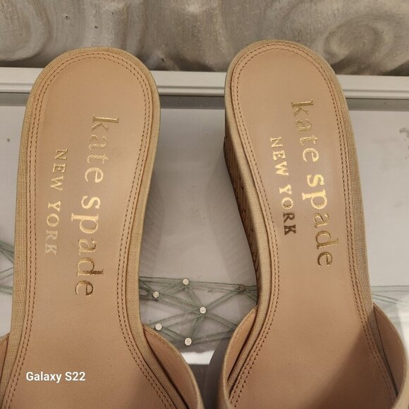 Kate Spade Meena Canvas Wedge Sandal in Warm Stone. NIB. Size 8.5 - Picture 8 of 11